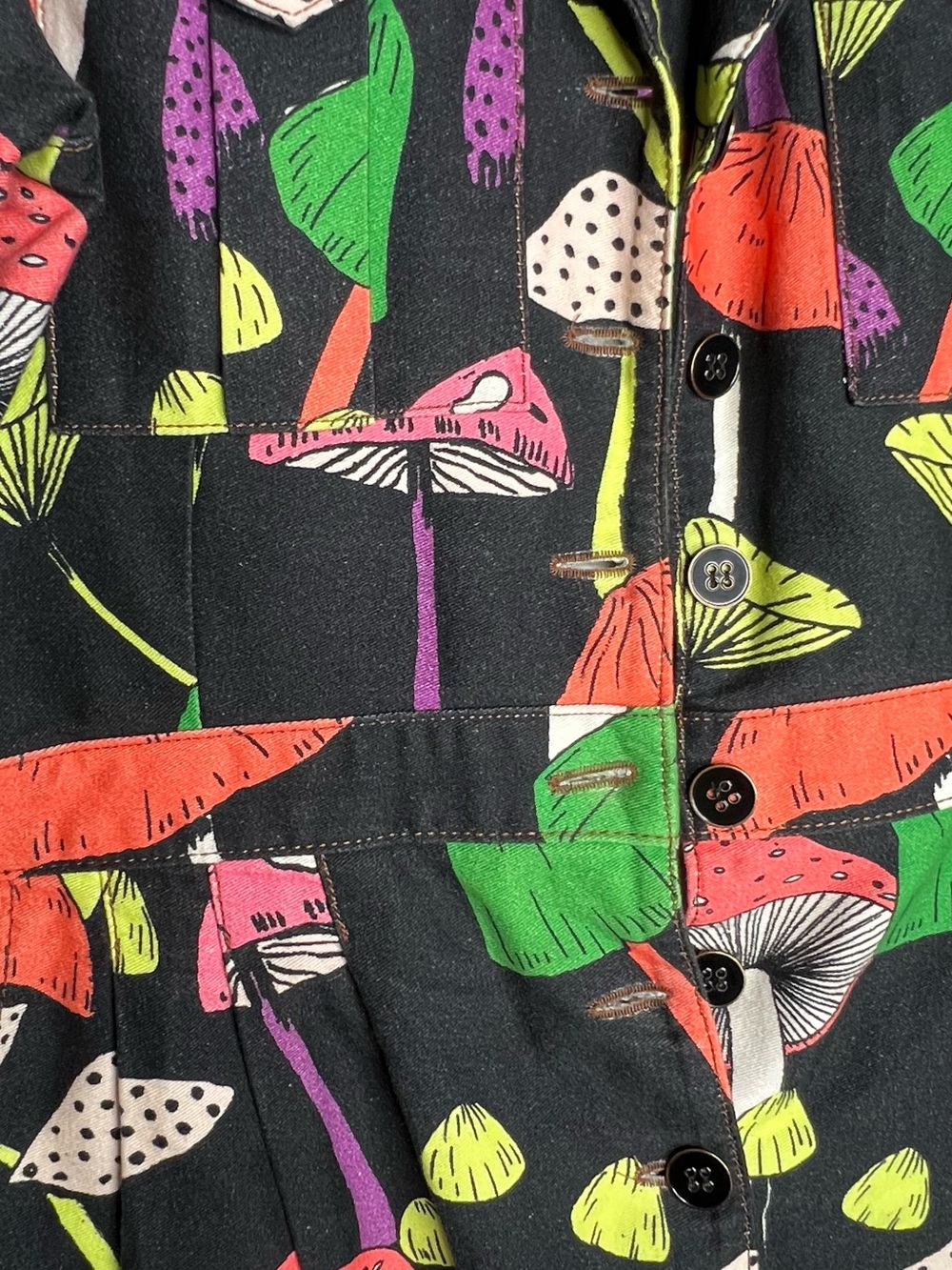 Farm Rio Black Mushroom Print Jumpsuit - Multicolor - Picture 12 of 12
